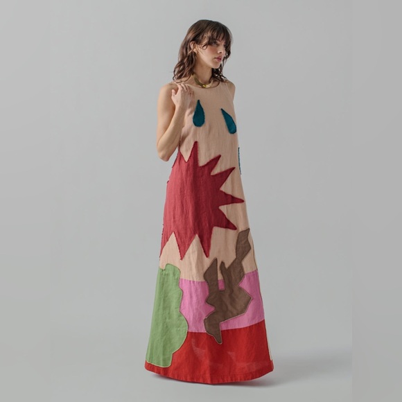 LINGUA FRANCA Patmos Patch Dress in Salmon Multi Size 2XL NWT - Picture 3 of 15